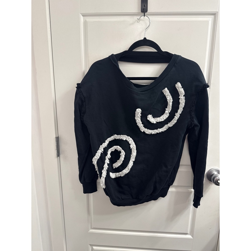 Stella McCartney Black Fringe Swirl Cut Out Back Sweatshirt Made in Italy IT 40